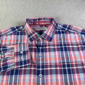Tommy Bahama The Siesta Key Shirt Mens Large Multicolor Plaid Button Long Sleeve